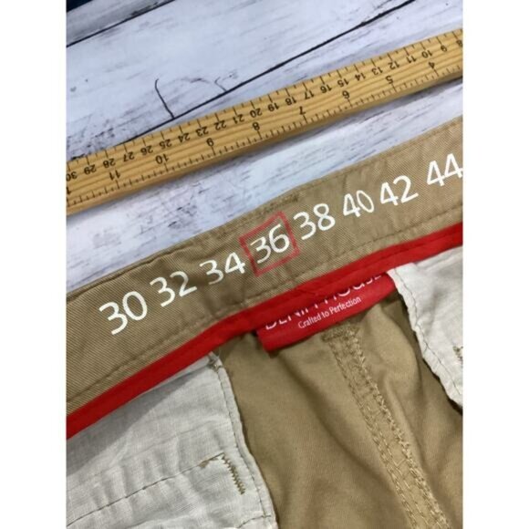 tropical y2k boho indie Cargo Pants Mens 36 Relaxed Straight Brown Belted - Picture 5 of 5